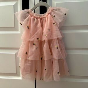 BNWT Zara kids baby tulle pink embroidered dress